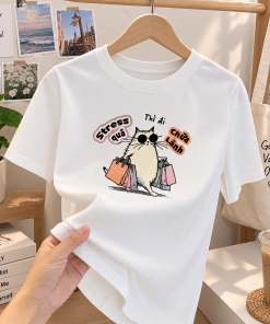 Áo thun Baby Tee in hình thiết kế "Stress quá thì đi Chữa Lành", áo thun cho nữ chất cotton 100%, Áo thu Y2k ngắn tay